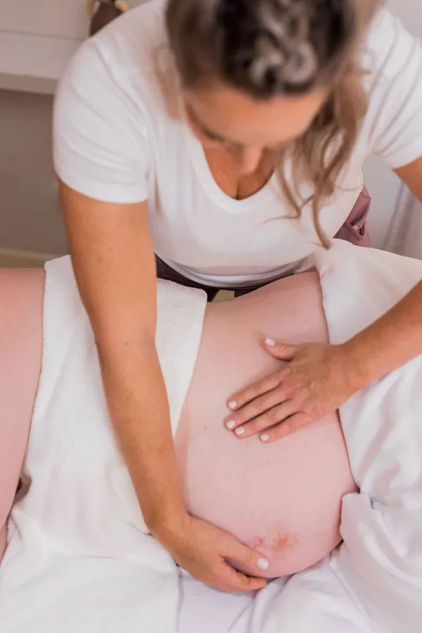 My-Massage-Coffs-Pregnancy-Massage working on baby belly